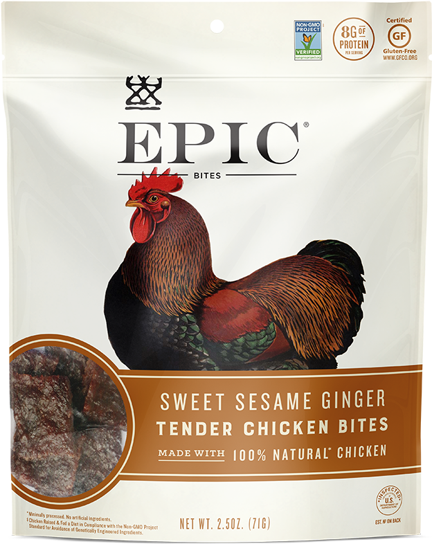 Epic Bites Are Better For You, Shareable, Snacks That - Epic - Tender Chicken Bites Sweet Sesame Ginger - 2.5 (750x915), Png Download