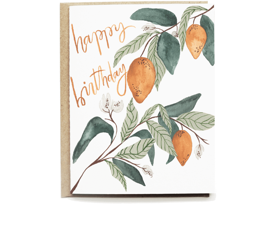 Lemons Happy Birthday Card - Greeting Card (1024x932), Png Download