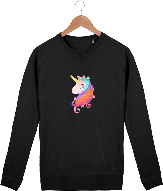 Sweat Col Rond Homme Stanley Strolls Watercolor Unicorn - Sweatshirt (690x850), Png Download
