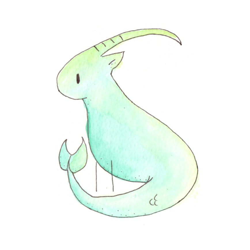 Capricorn-watercolor - Sketch (1000x1000), Png Download