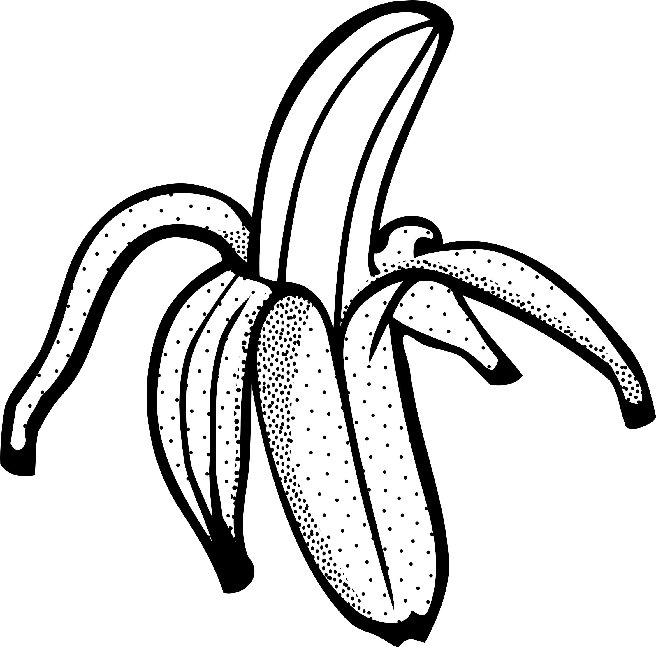 Banana Heart Clipart - Banana Line Art Png (2400x2367), Png Download
