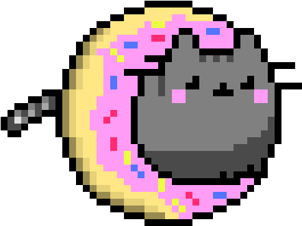 Pusheen In A Donut - Imagenes Pixeladas De Videojuegos (490x380), Png Download