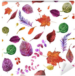 Watercolor Seamless Pattern With Autumn Leaves - Watercolor Painting (400x400), Png Download