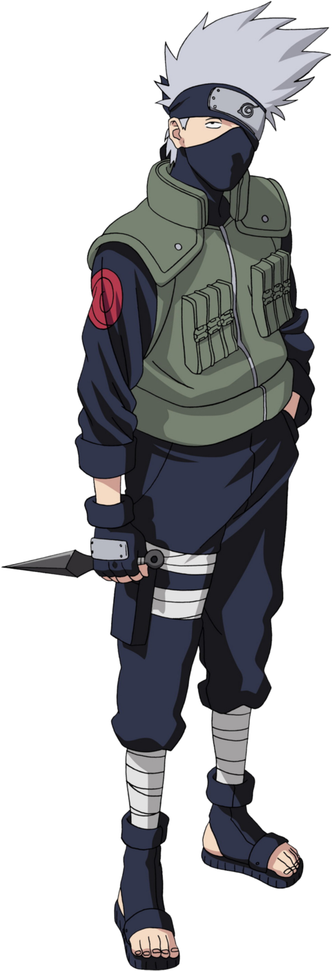 If Kakashi Hatake Possessed Sharingan In Both His Eyes - Naruto Characters Full Body (555x1438), Png Download