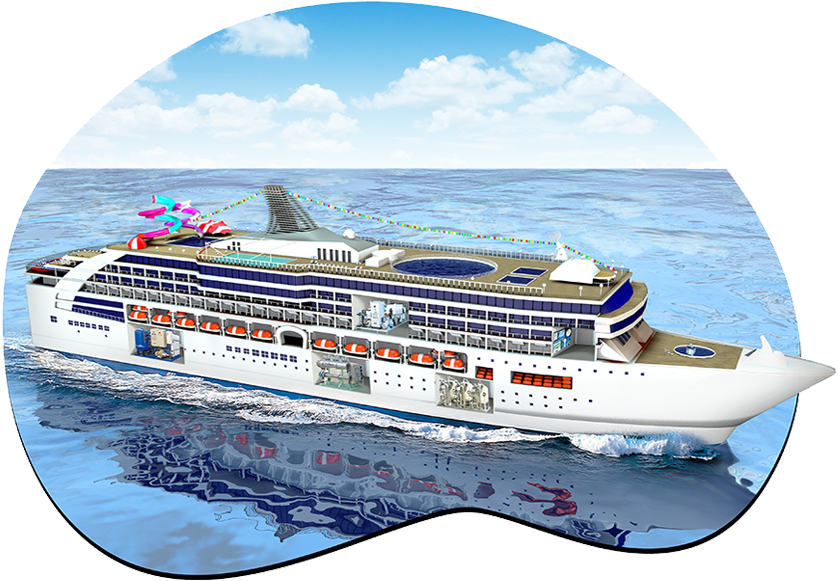 Water Treatment For Marine & Cruise Ships - Cruise Ship In Water (837x606), Png Download