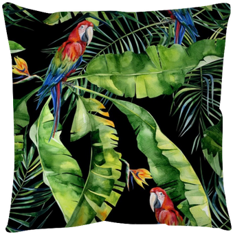 Seamless Watercolor Illustration Of Tropical Leaves, - Obrazy Na Płótnie Tropical Papugi (400x400), Png Download