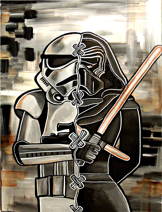 Kylo Ren And Stormtrooper Print 11″ X 14″ - Bust (980x745), Png Download