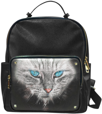 Silver Abstract Cat Face With Blue Eyes Campus Backpack/small - Maleficent Leisure Backpack Bag School Bag (big) (500x500), Png Download