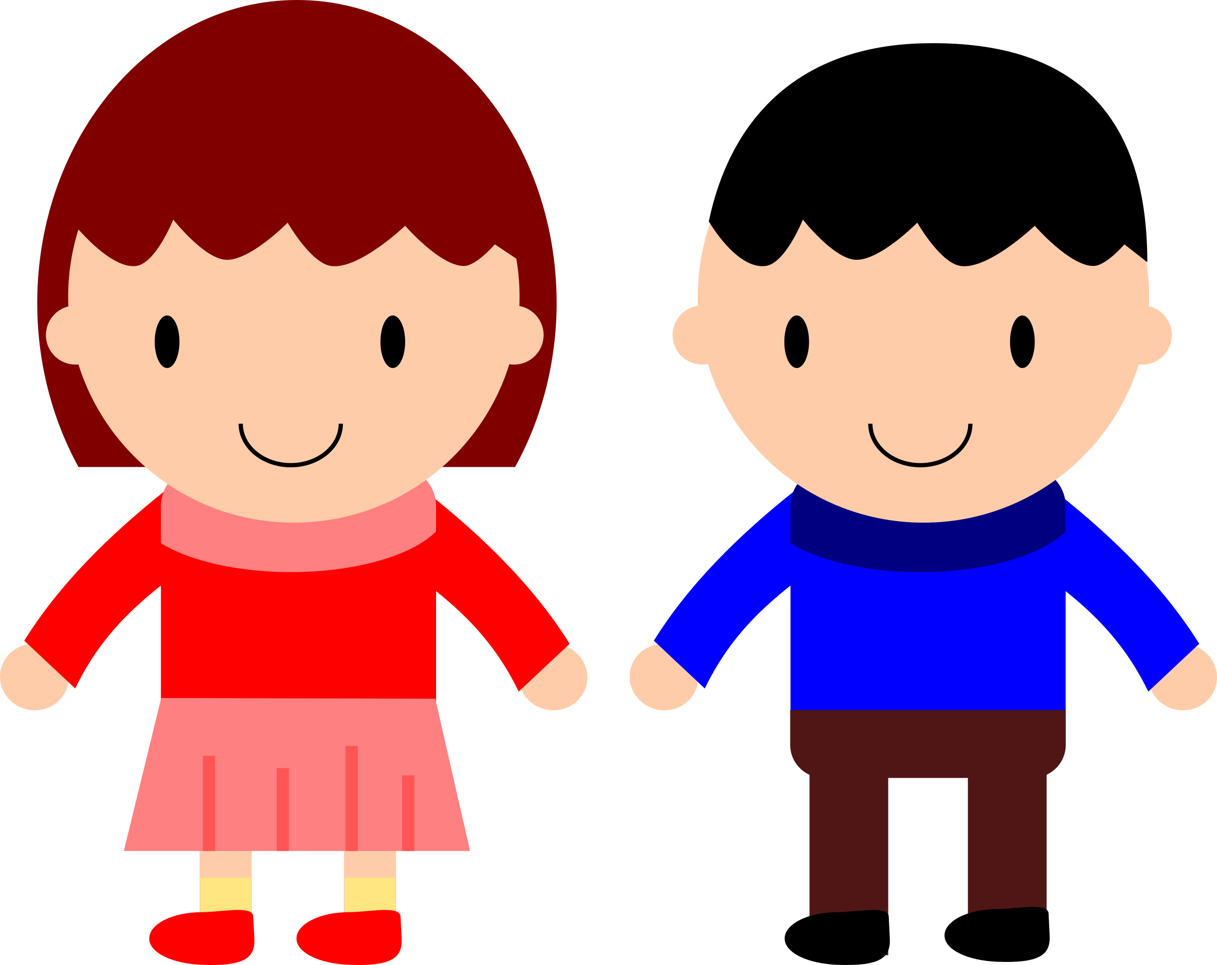 Big Image - Boy And A Girl Cartoon (2400x1902), Png Download