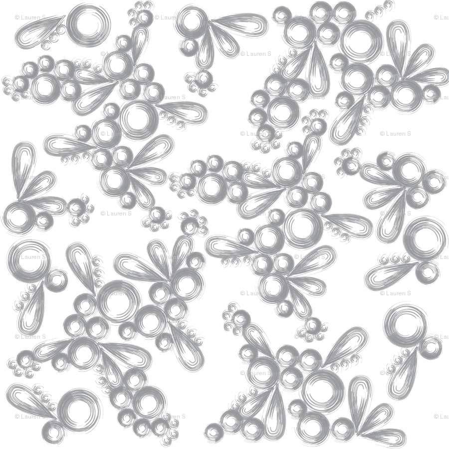 Silver-gray Brush Of Circles And Drops Fabric - Drawing (900x900), Png Download