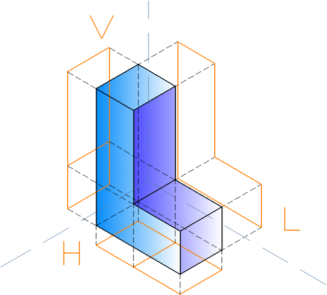 Isometric Projections Of An L Shape - Isometric View In L (679x599), Png Download