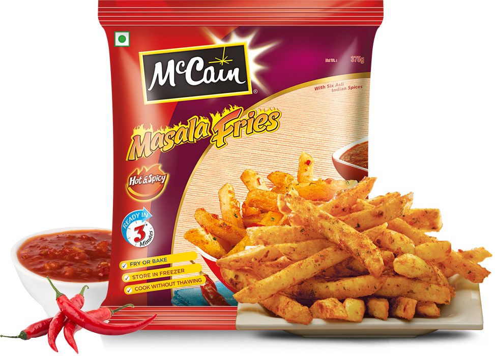Mccain Hot & Spicy Masala Fries - Mccain Masala Fries 375 Gm (973x701), Png Download