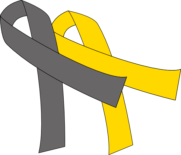 Grey And Gold Cancer Ribbon (600x516), Png Download