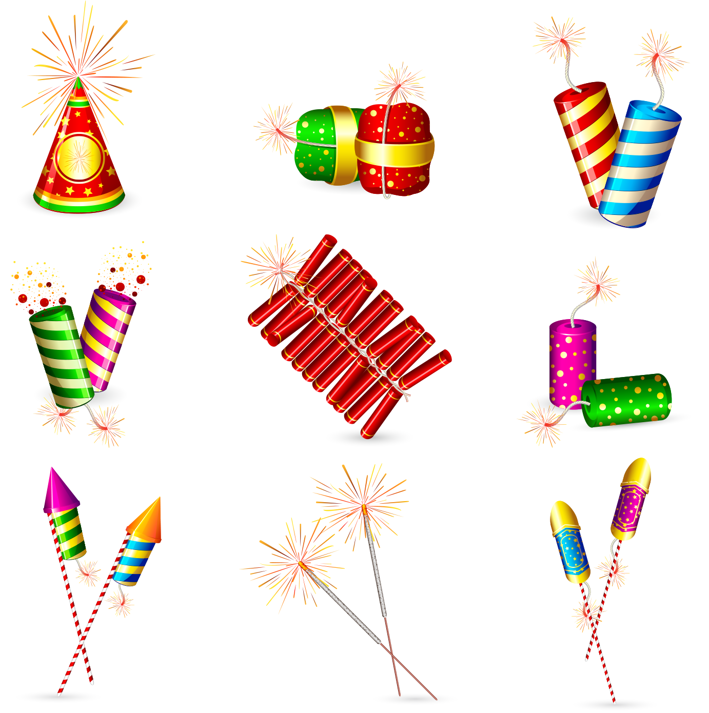Clipart Fireworks Crackers - Firecrackers Vector (1500x1500), Png Download