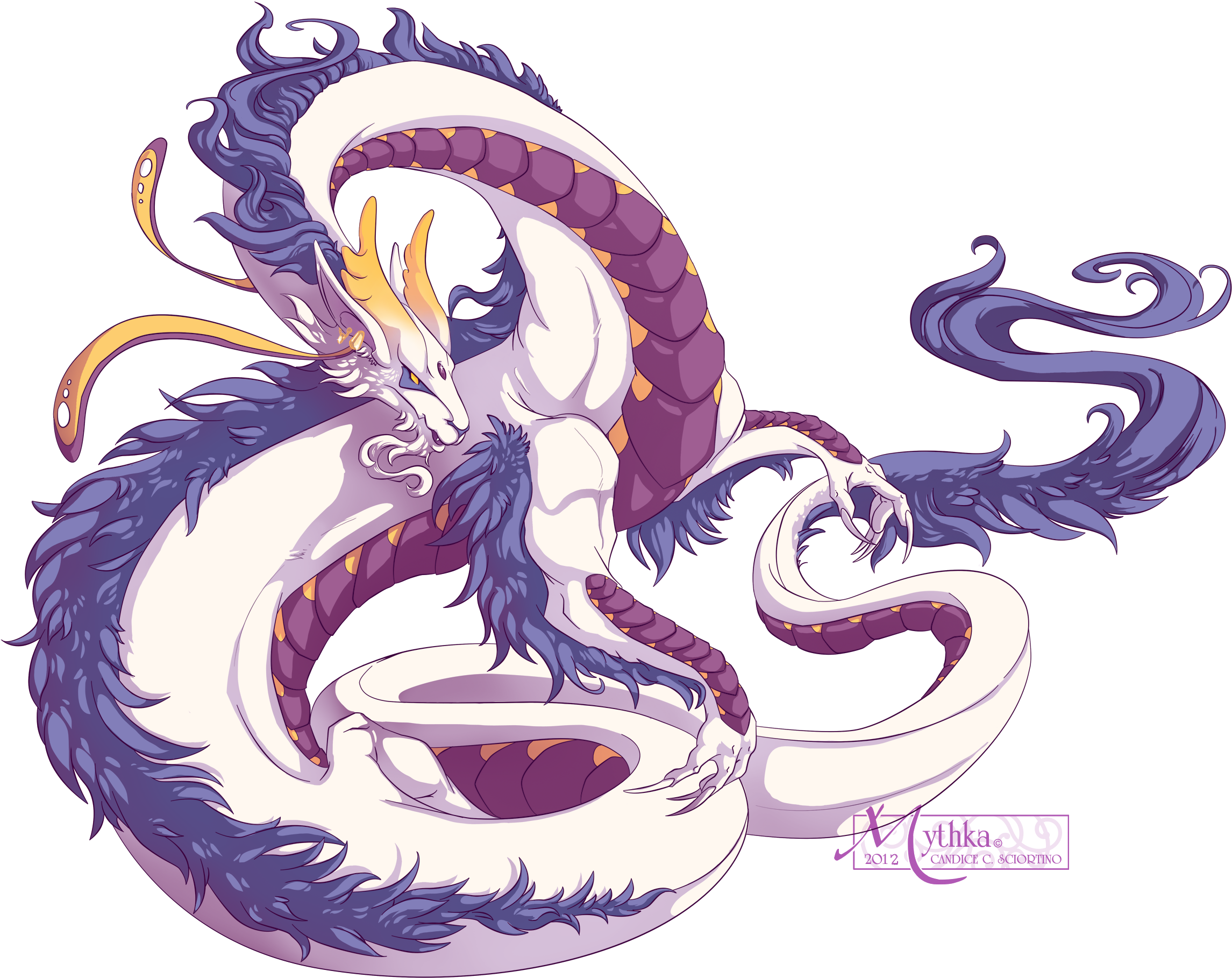 Mythka White Lung Dragon - White And Purple Dragon (2400x1875), Png Download