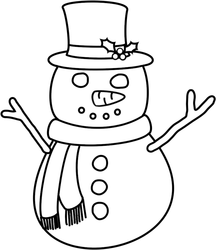 Snow Man Line Drawing At Getdrawings - Line Art (894x894), Png Download