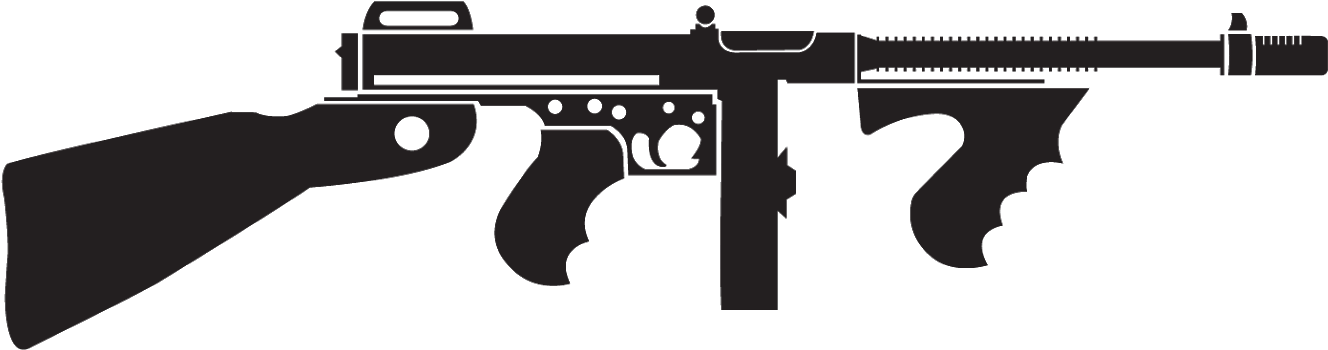 Illustrator Practice Work - Tommy Gun Silhouette Png (1600x800), Png Download