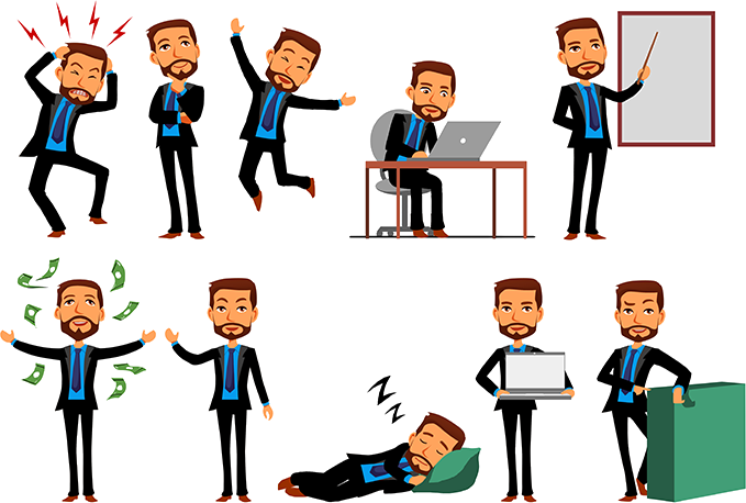 Mascot Animate - Businessman Vector Png (679x458), Png Download