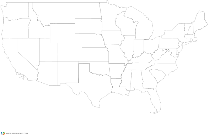 Usa Map Outline Png (728x516), Png Download