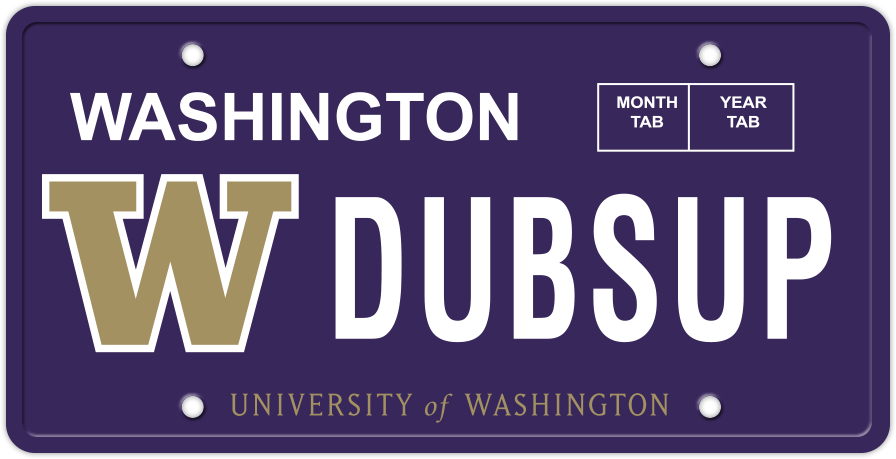 Husky License Plates - University Of Washington Nylon Sport Wallet (896x459), Png Download