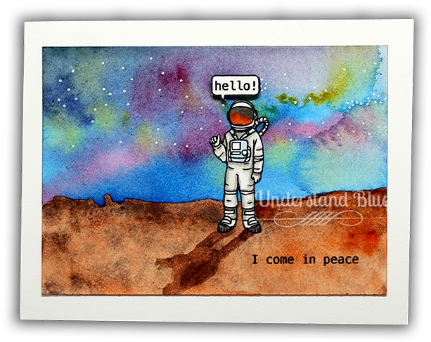 Added My Astronaut And Had A Fun Little Scene I Love - Watercolor Painting (650x523), Png Download