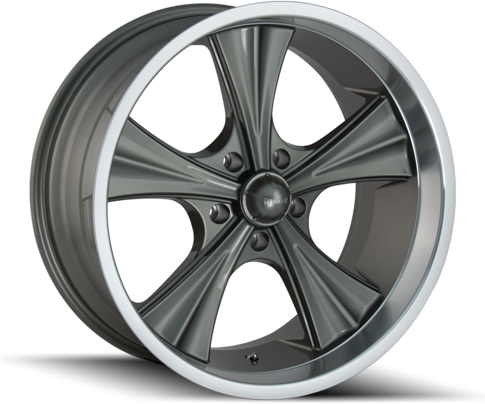 651 Grey W/ Machined Lip - Ridler 651 20x10 5x4.75 Inch +0mm Gunmetal Wheel Rim, (1000x1000), Png Download