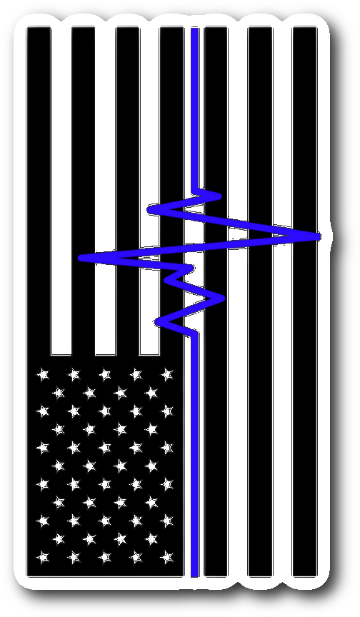 Blue Ekg Thin Blue Line Flag Sticker - Wabasha (600x600), Png Download