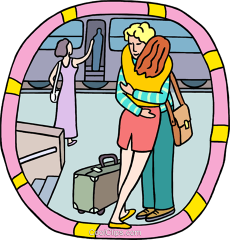 Farewell Hug At Train Station Royalty Free Vector Clip - Goodbyes Clipart (460x480), Png Download