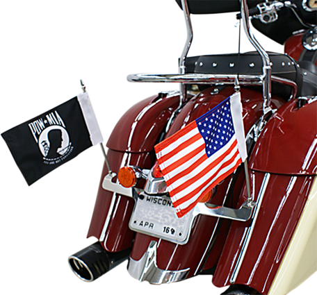 Lay-down License Plate Bracket & Double Flag Holder - Indian Chieftain Flag Holder (456x425), Png Download