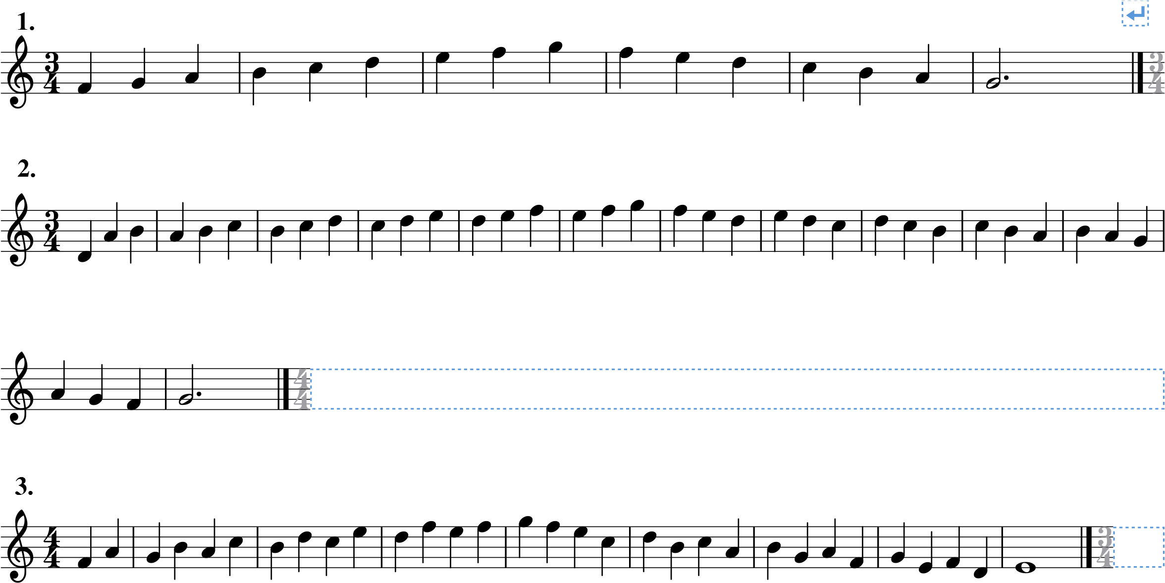 Example With Breaks And Frames - Sheet Music (2446x1203), Png Download