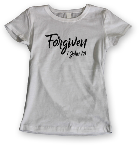 Living Words Women Round Neck T Shirt S / White Forgiven - Average Joes Dodgeball Costumes (460x480), Png Download