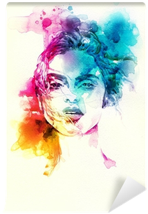 Woman Portrait - Abstract Watercolor Painting Face (400x400), Png Download