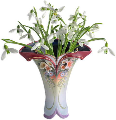 Vases Fleuries - Snowdrops On A White Background (480x500), Png Download