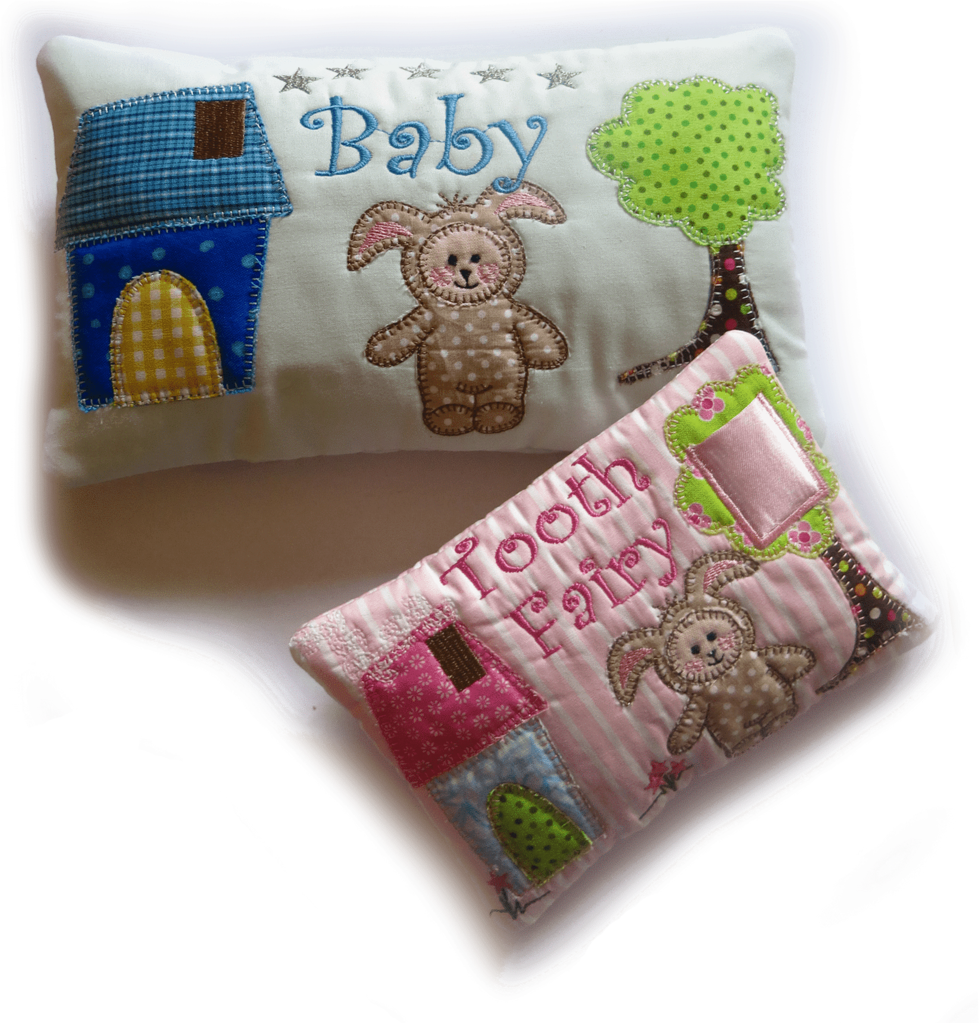 Bunny Onesy Tooth Fairy Pillow And Appliques In The - Appliqué (2000x2021), Png Download