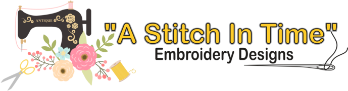 A Stitch In Time Embroidery Designs - Embroidery (698x184), Png Download