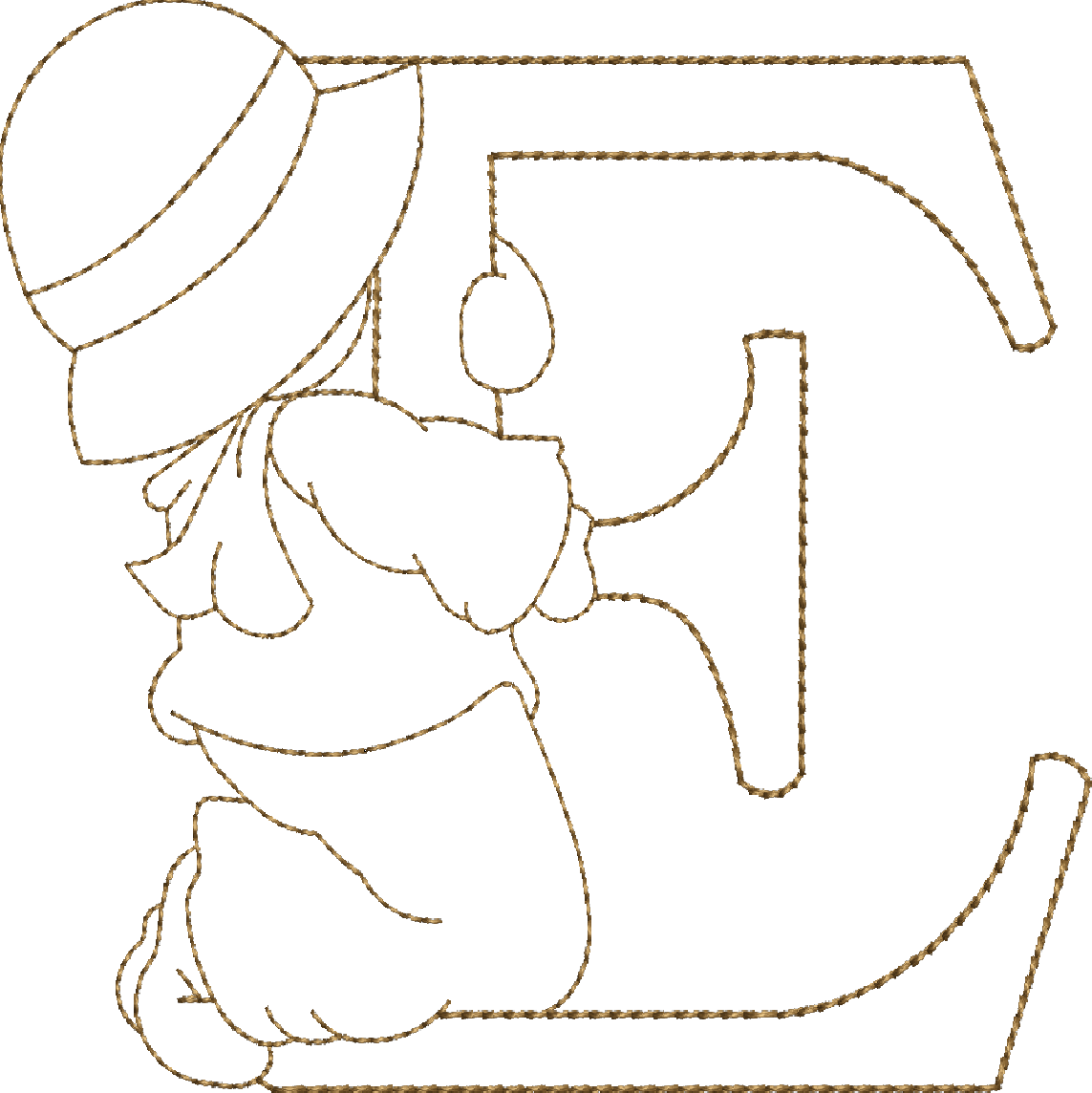 Machine Embroidery Designs Entire Alphabet At Website - Alphabet Sunbonnet Sue & W (1143x1144), Png Download