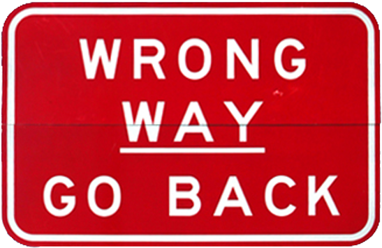 Wrong Way Go Back Sign (646x363), Png Download