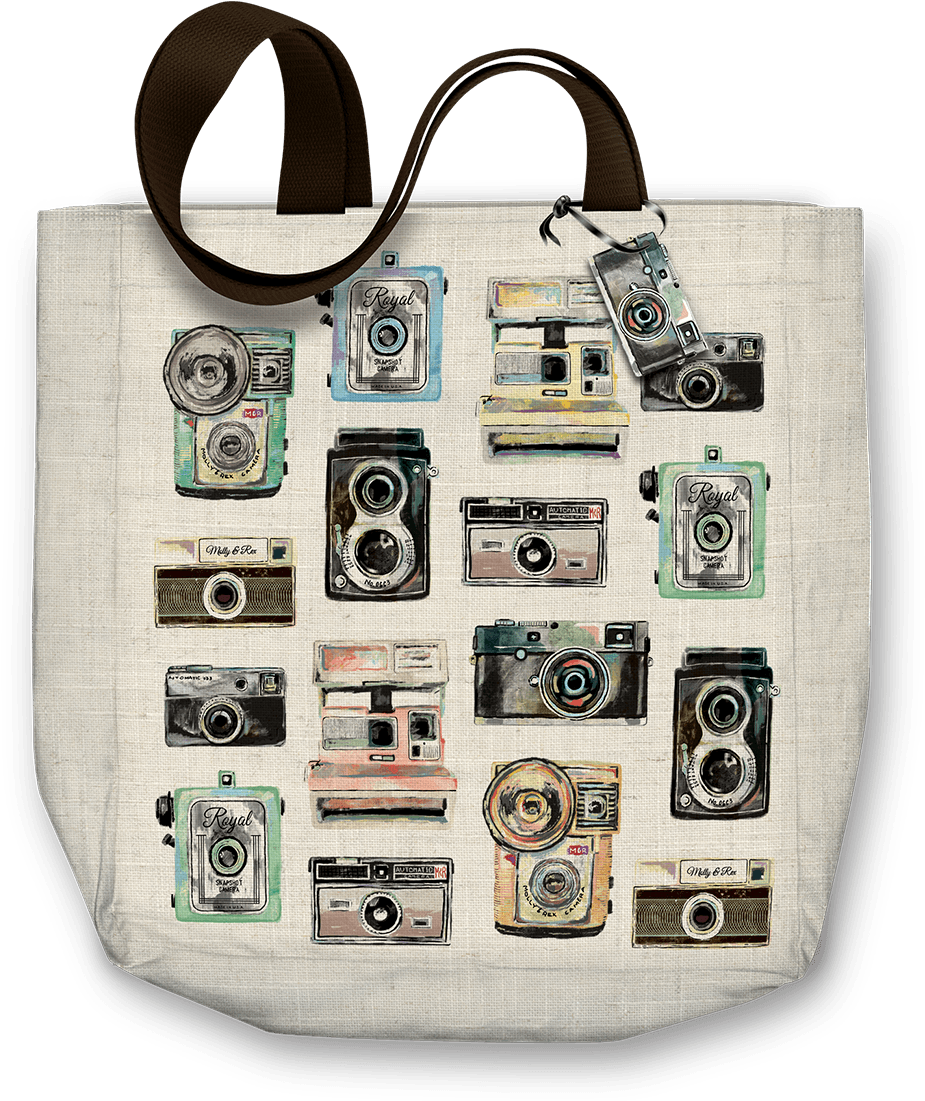 Cameras Canvas Tote Bag - Molly And Rex World Jetsetter Vintage Camera Bungee (1200x1200), Png Download