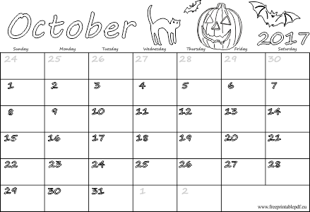 October 2017 Blank Calendar - Free October 2017 Calendar Printable (439x300), Png Download