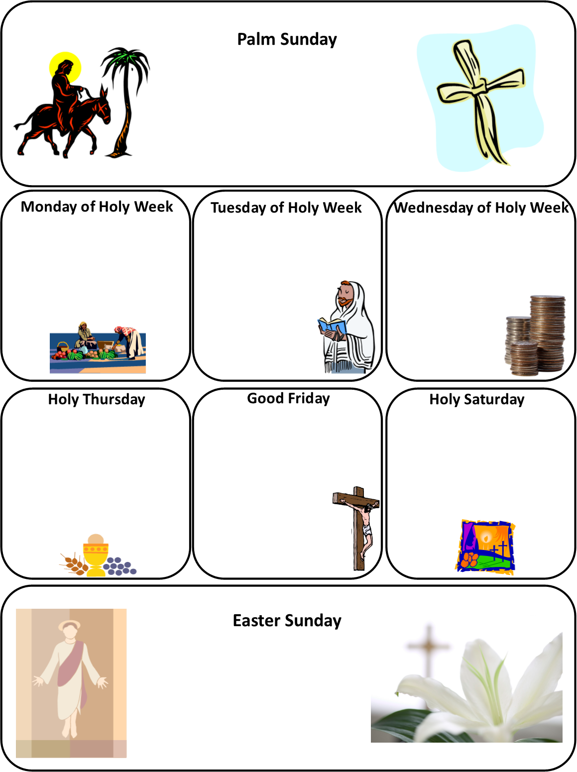 Looking For Activities To Fill Up Your Blank Calendar - Holy Week Activities (1159x1551), Png Download