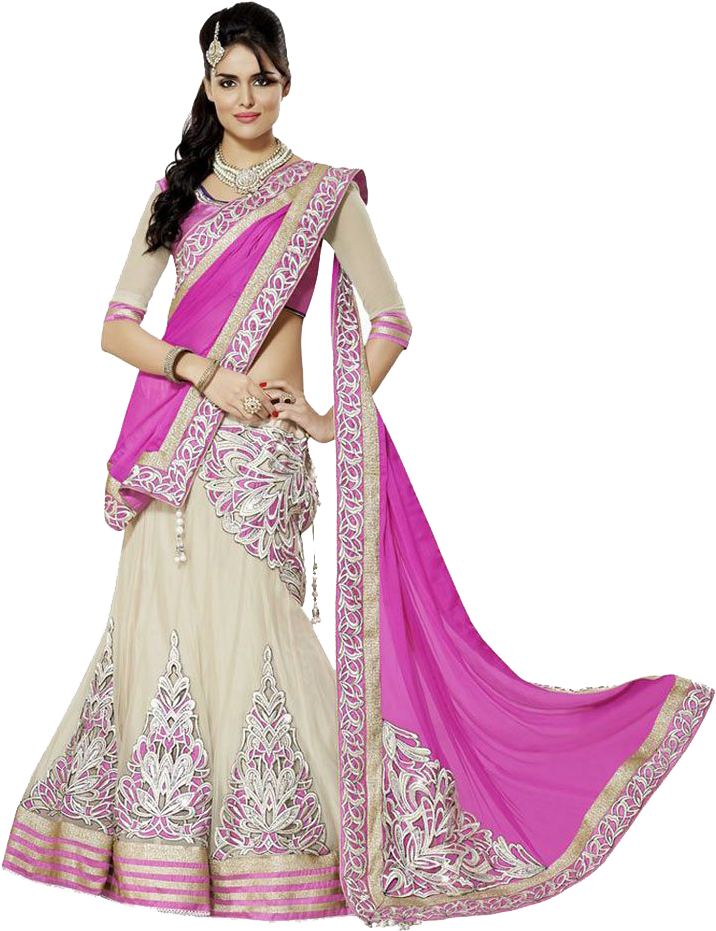 Bridal Anarkali Lehengas Png Images Transparent Background - Wear Saree In Lehenga Style (850x995), Png Download