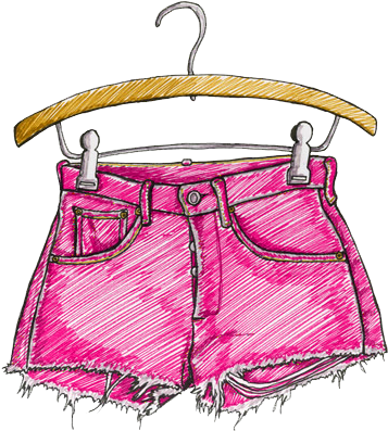 Fuchsia Shorts - Shorts Drawings (420x416), Png Download