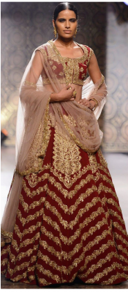 Designer Maroon Bridal Wear Lehenga Choli - Lehenga (420x420), Png Download