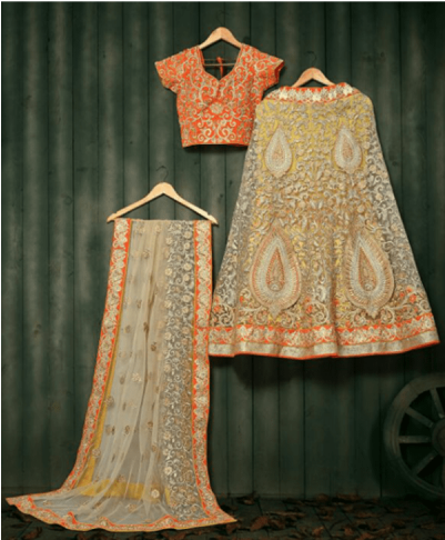 Blue Plain Designer Lehenga - Lehenga (500x500), Png Download