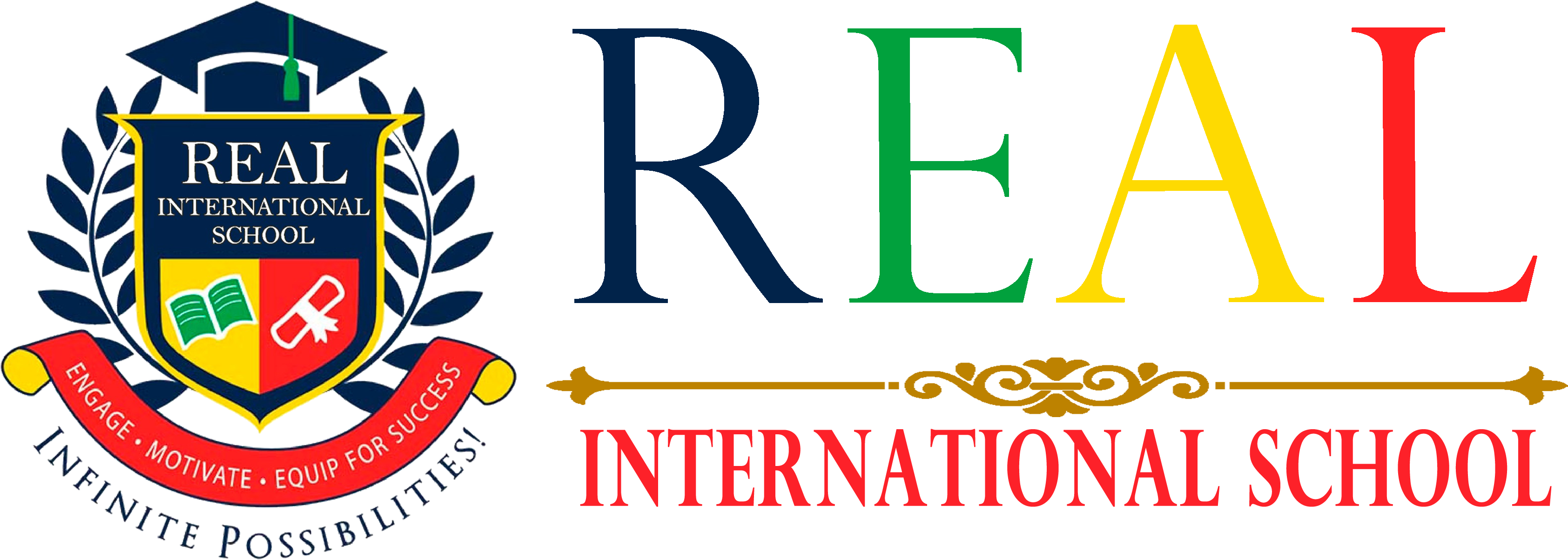 Real International School (3402x1275), Png Download