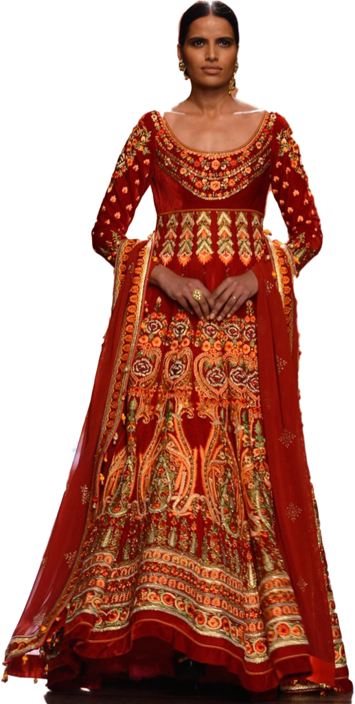 Red Color Anarkali In Velvet Anarkali Lehenga, Bridal - Fashion In India (686x1024), Png Download