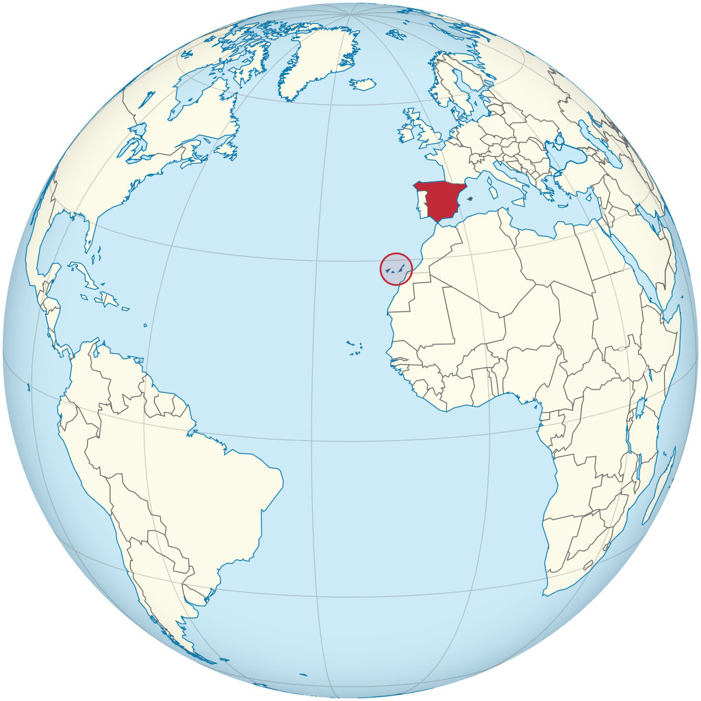 Spain On The Globe (cape Verde Centered) - Morocco On The Globe (1024x1024), Png Download