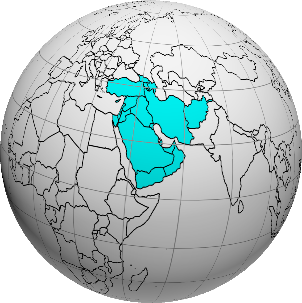 Western Asia On The World Map - Western Asia World Map (1383x1410), Png Download