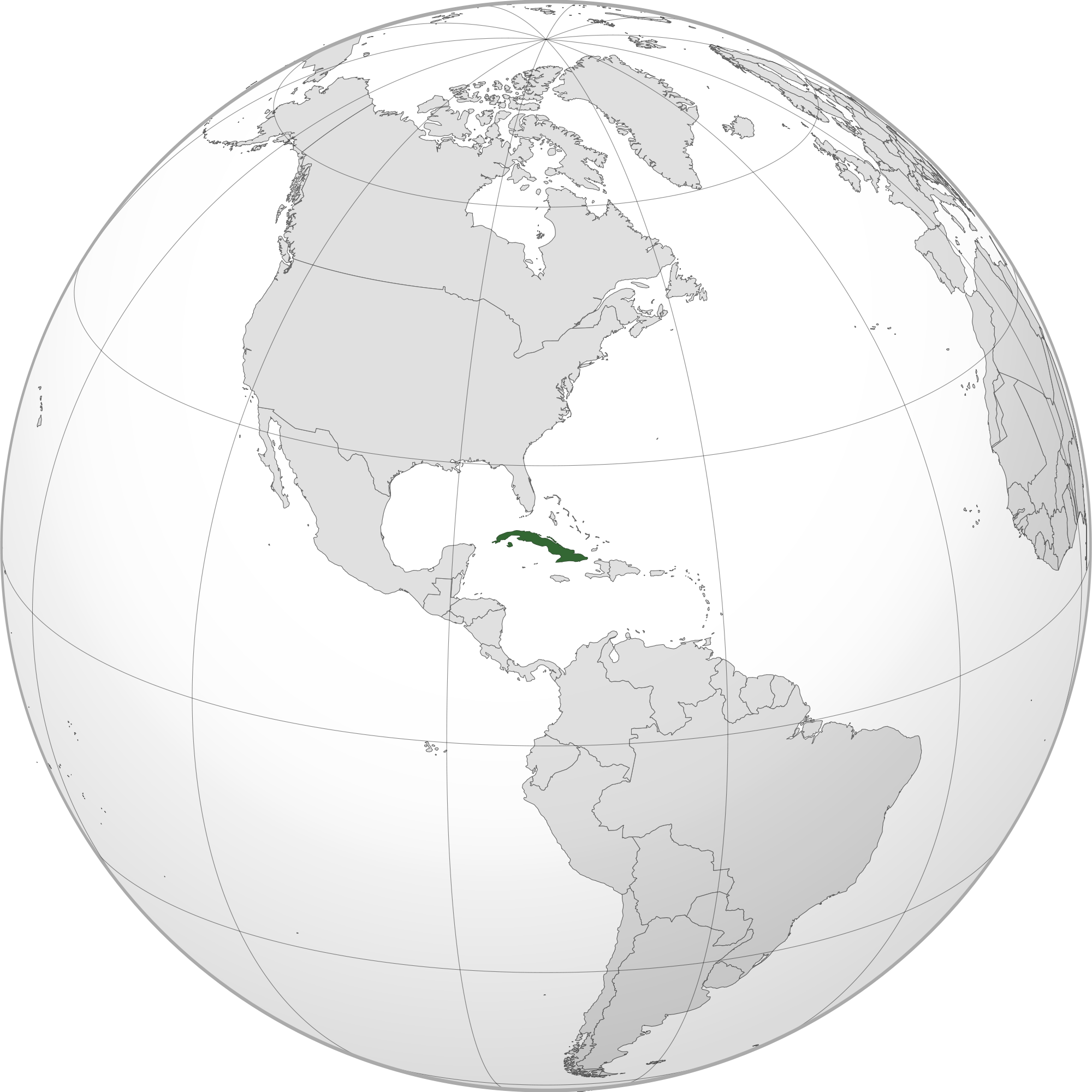 Location Of The Cuba In The World Map - Ubicacion De Cuba En El Mundo (2000x2000), Png Download