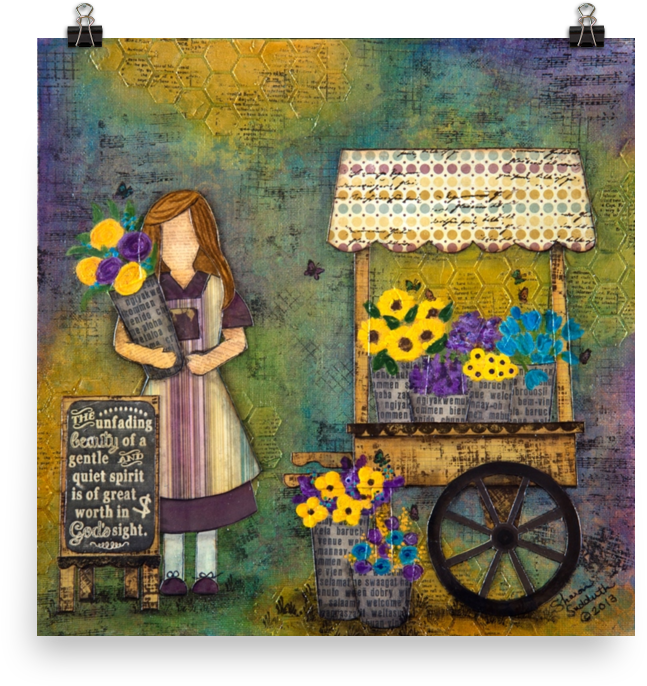 Girl Flower Cart Mockup Transparent Transparent (1000x1000), Png Download